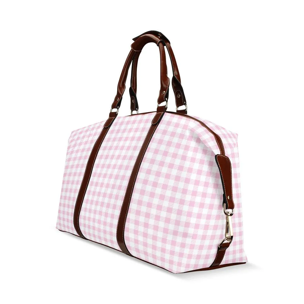 Pink Gingham Travel Bag, Pink Retro Bag, Pink gingham Duffel Bag, Pink Flight Bag, Pink Gingham Carry On Bag, Retro Pink Weekender Bag