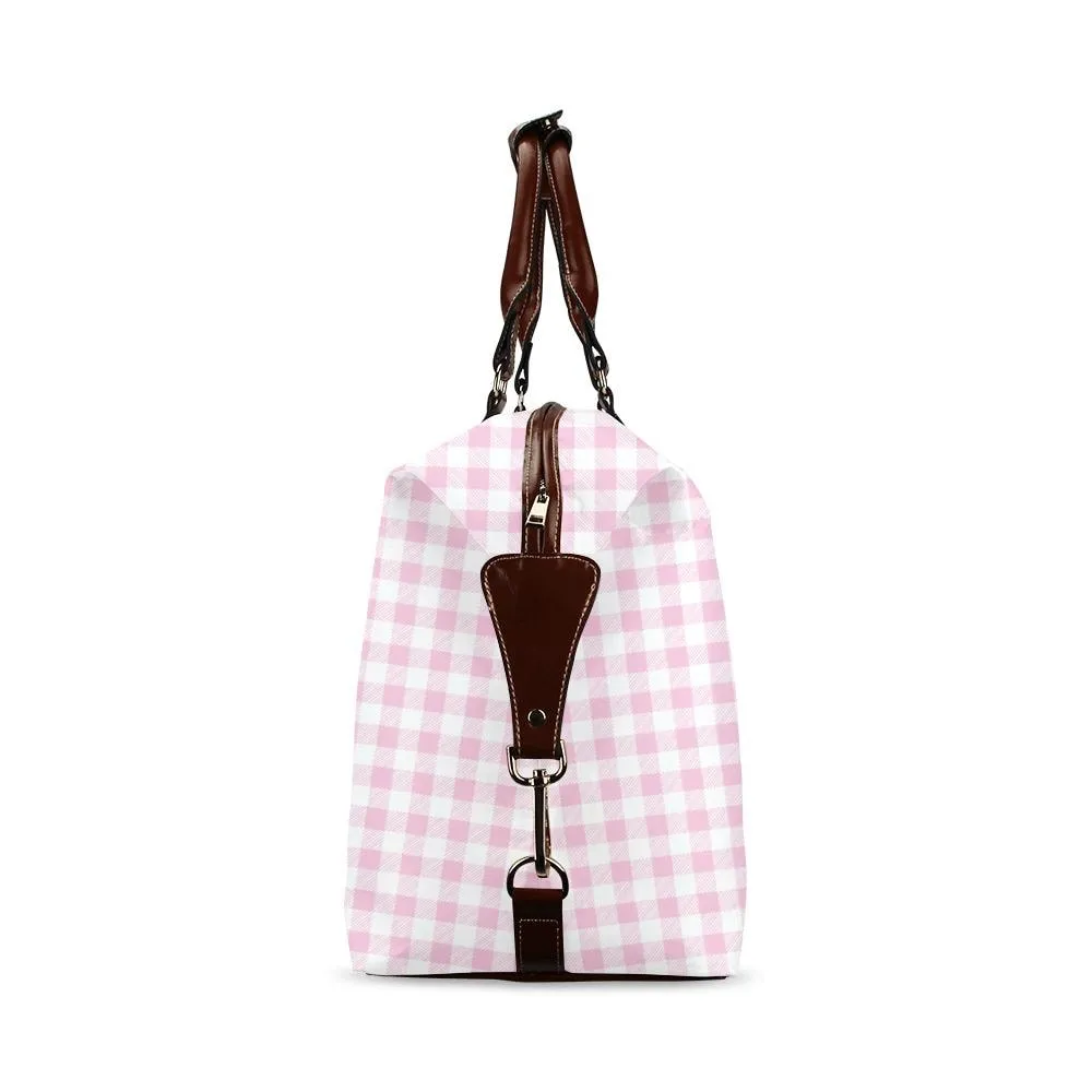 Pink Gingham Travel Bag, Pink Retro Bag, Pink gingham Duffel Bag, Pink Flight Bag, Pink Gingham Carry On Bag, Retro Pink Weekender Bag