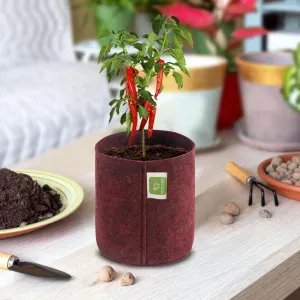 "Geo Fabric Plant Grow Bag Round Maroon"