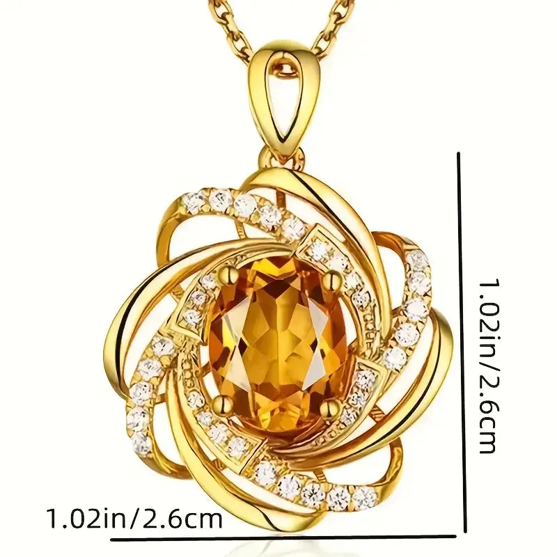 Rhinestone Decor Sunflower Design Pendant Necklace Elegant And Fashionable Jewelry Accessories For Women & Girls