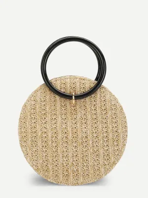 Round Crossbody Straw Bag