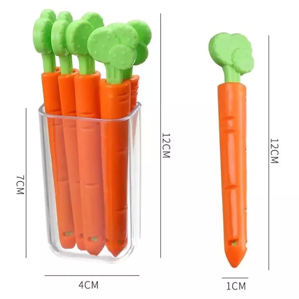 Set Of 5 Carrot Shaped Food Snack Bag Sealing Clip, Carrot Shaped Refrigerator Food Storage Clamps, Leisure Food Plastic Sealing Clip