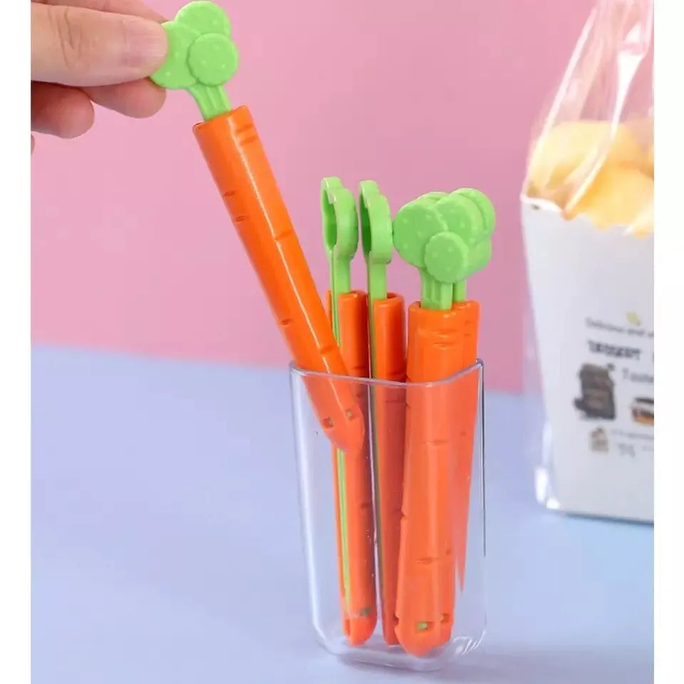 Set Of 5 Carrot Shaped Food Snack Bag Sealing Clip, Carrot Shaped Refrigerator Food Storage Clamps, Leisure Food Plastic Sealing Clip