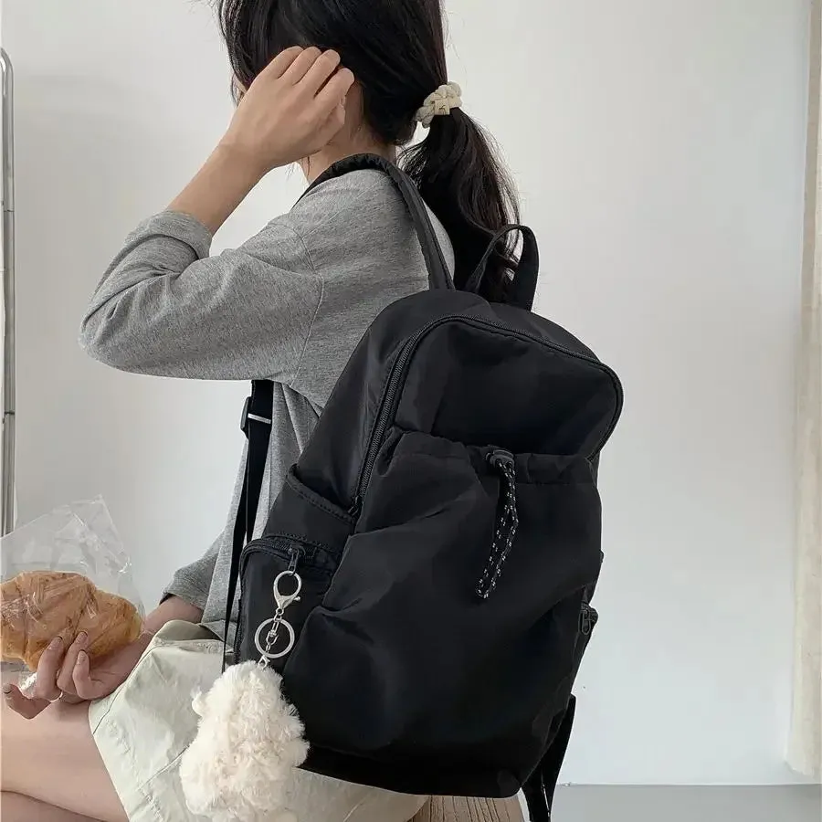 Sohiwoo Korean Fashion Commuter Women Backpack LightWeight Nylon Fabric Backpack for Women Causal School Travel Female Small Bag