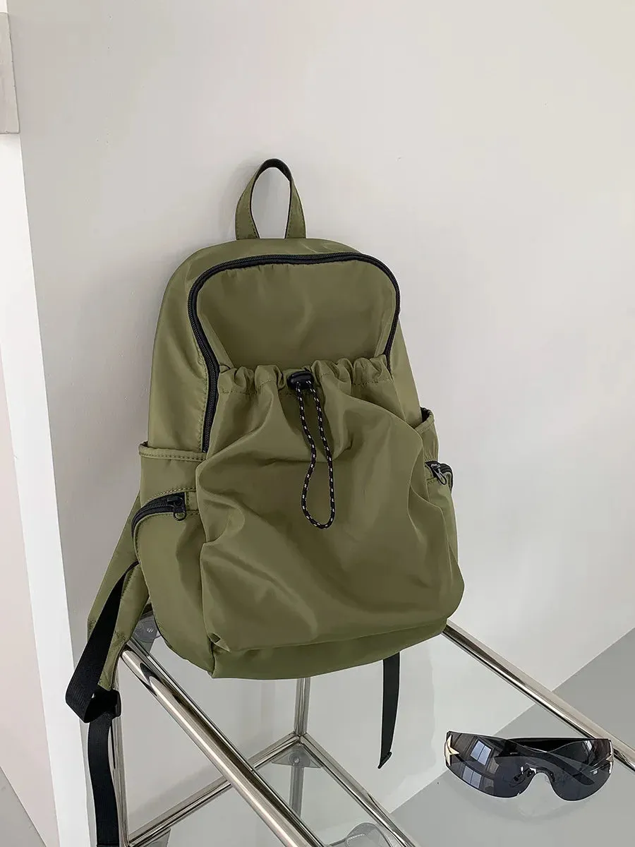 Sohiwoo Korean Fashion Commuter Women Backpack LightWeight Nylon Fabric Backpack for Women Causal School Travel Female Small Bag