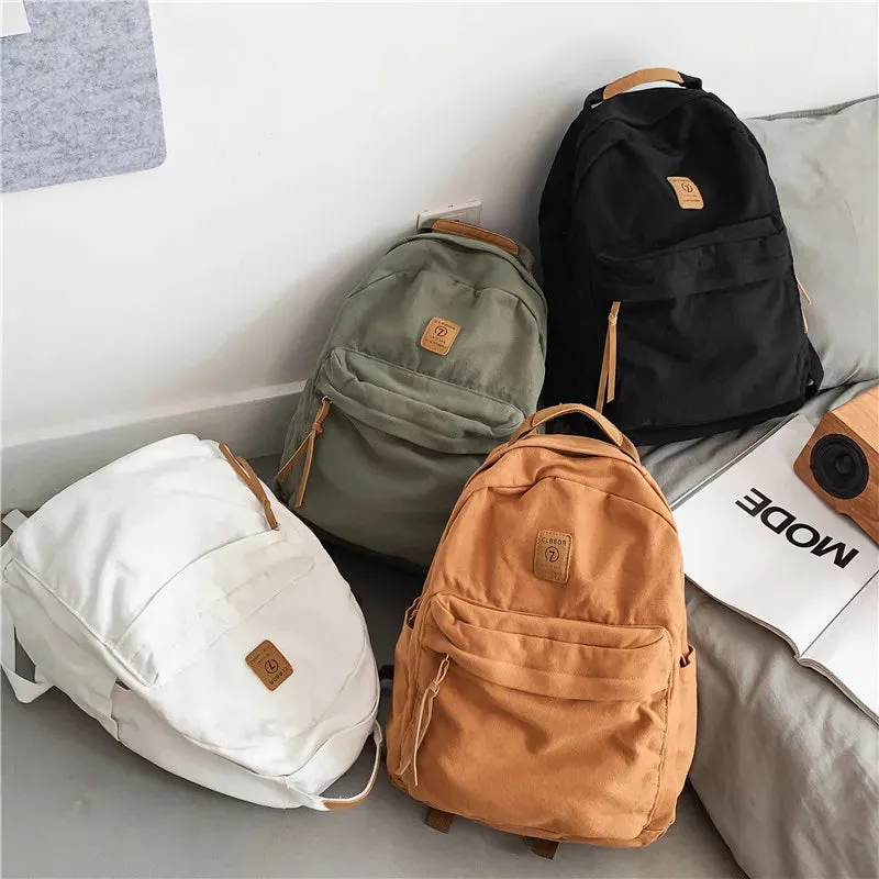 Sohiwoo New Casual Cool Girl Boy Canvas Green Laptop Student Bag Trendy Women Men College Bag Female Backpack Male Lady Travel Backpack