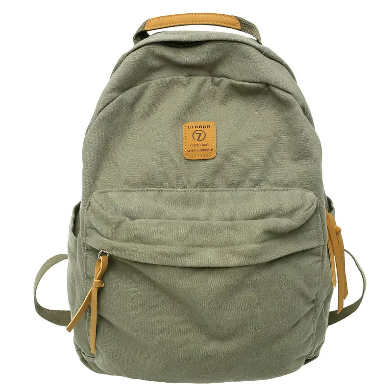 Sohiwoo New Casual Cool Girl Boy Canvas Green Laptop Student Bag Trendy Women Men College Bag Female Backpack Male Lady Travel Backpack