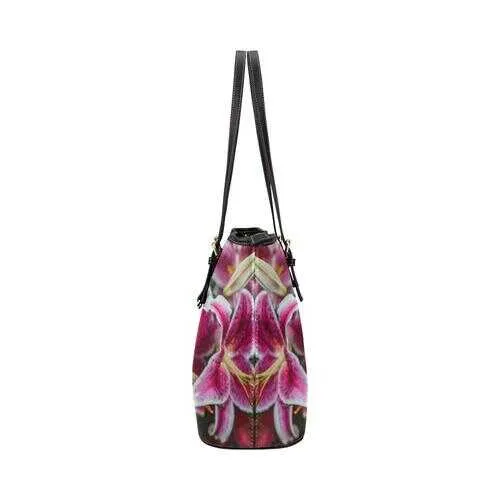 Tote Bags, Pink Floral Leather Bag