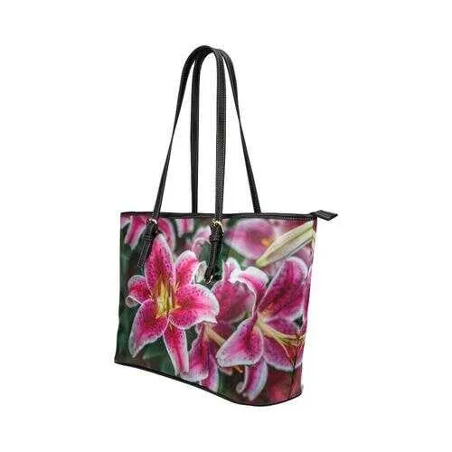 Tote Bags, Pink Floral Leather Bag