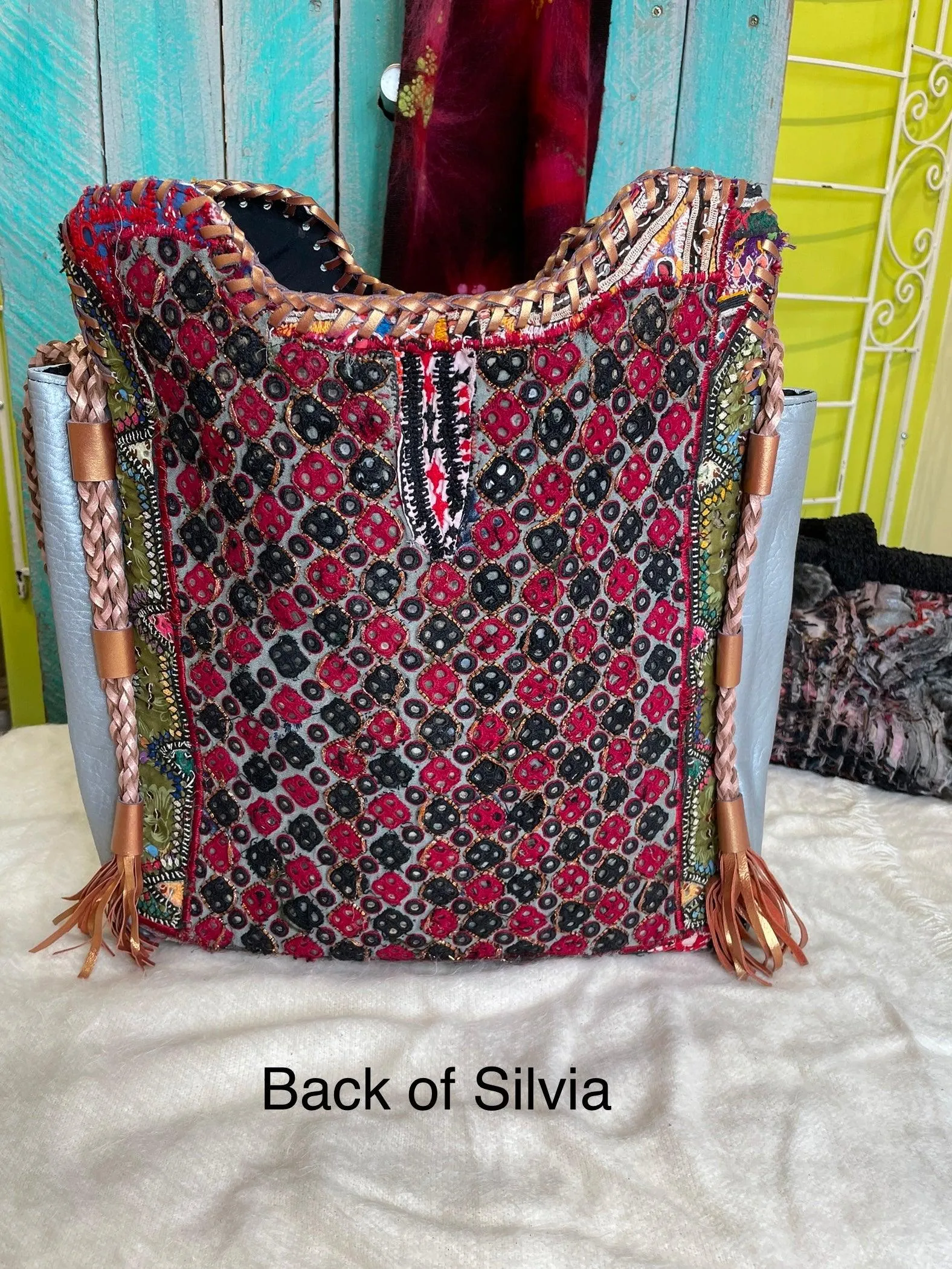 Upcycled Embroidered Market Braided Tote by Kantha Bae