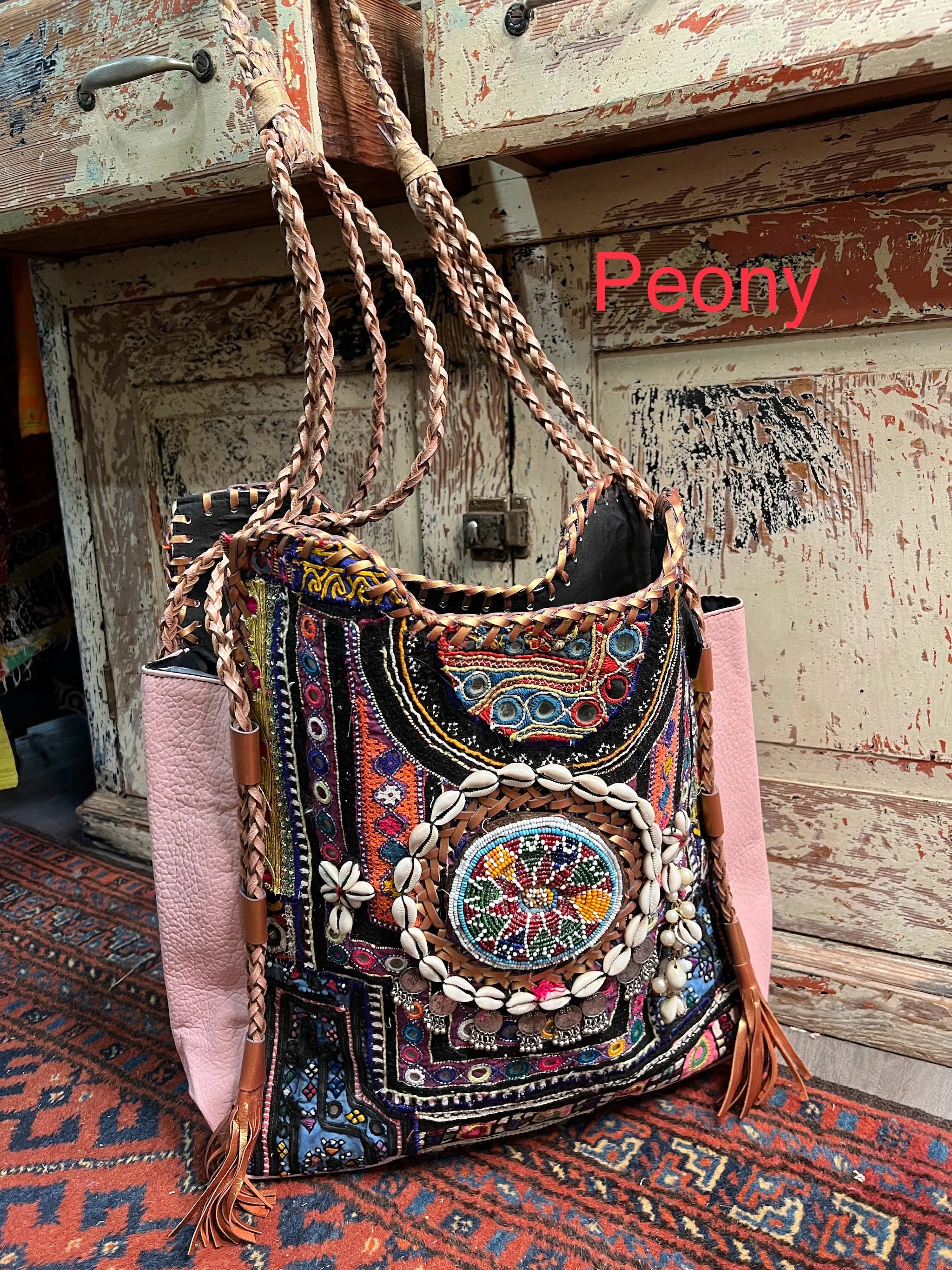 Upcycled Embroidered Market Braided Tote by Kantha Bae