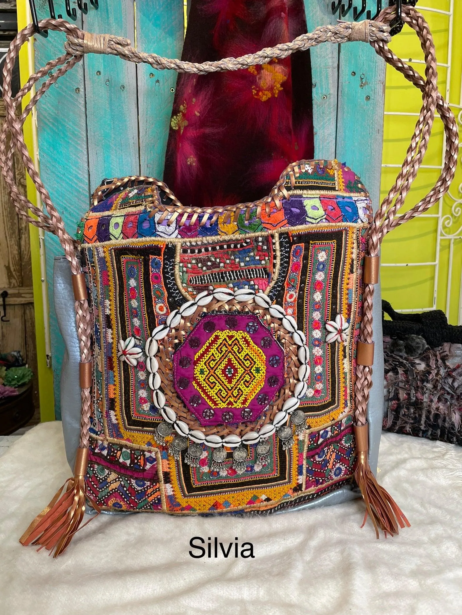 Upcycled Embroidered Market Braided Tote by Kantha Bae