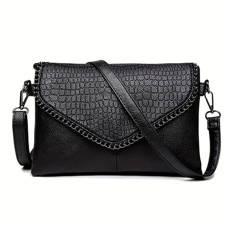 Women Black Handbags  PU Messenger  Shoulder Bag  Casual Style