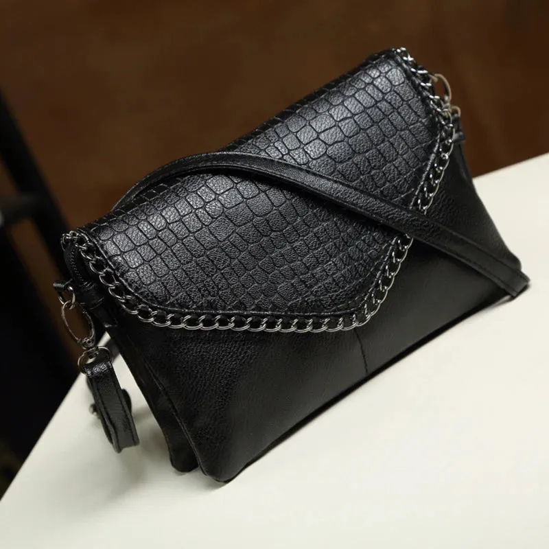 Women Black Handbags  PU Messenger  Shoulder Bag  Casual Style