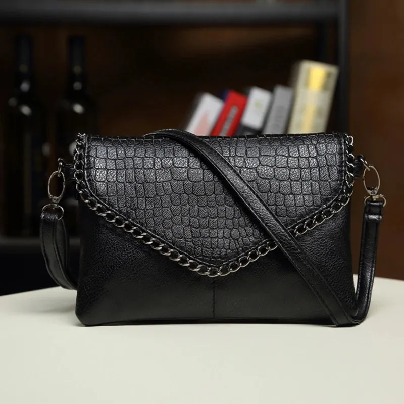 Women Black Handbags  PU Messenger  Shoulder Bag  Casual Style