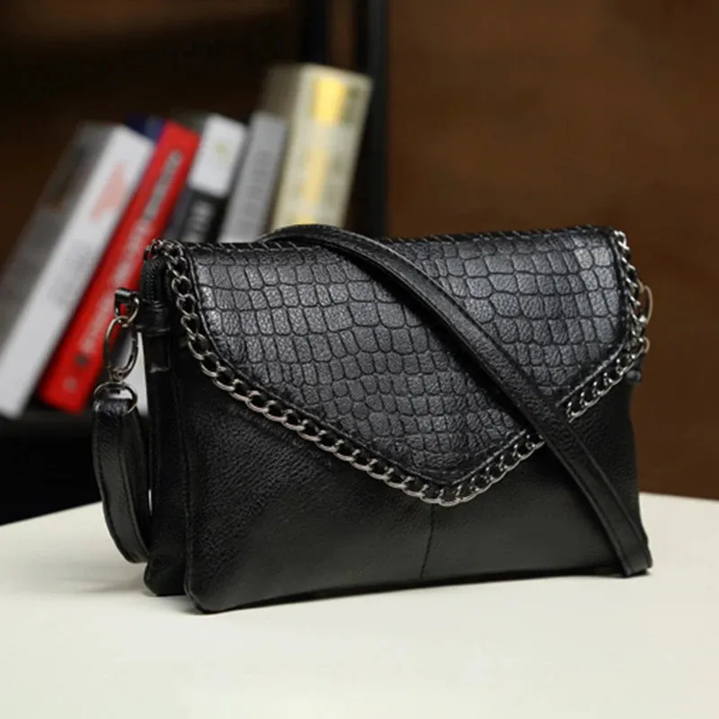 Women Black Handbags  PU Messenger  Shoulder Bag  Casual Style