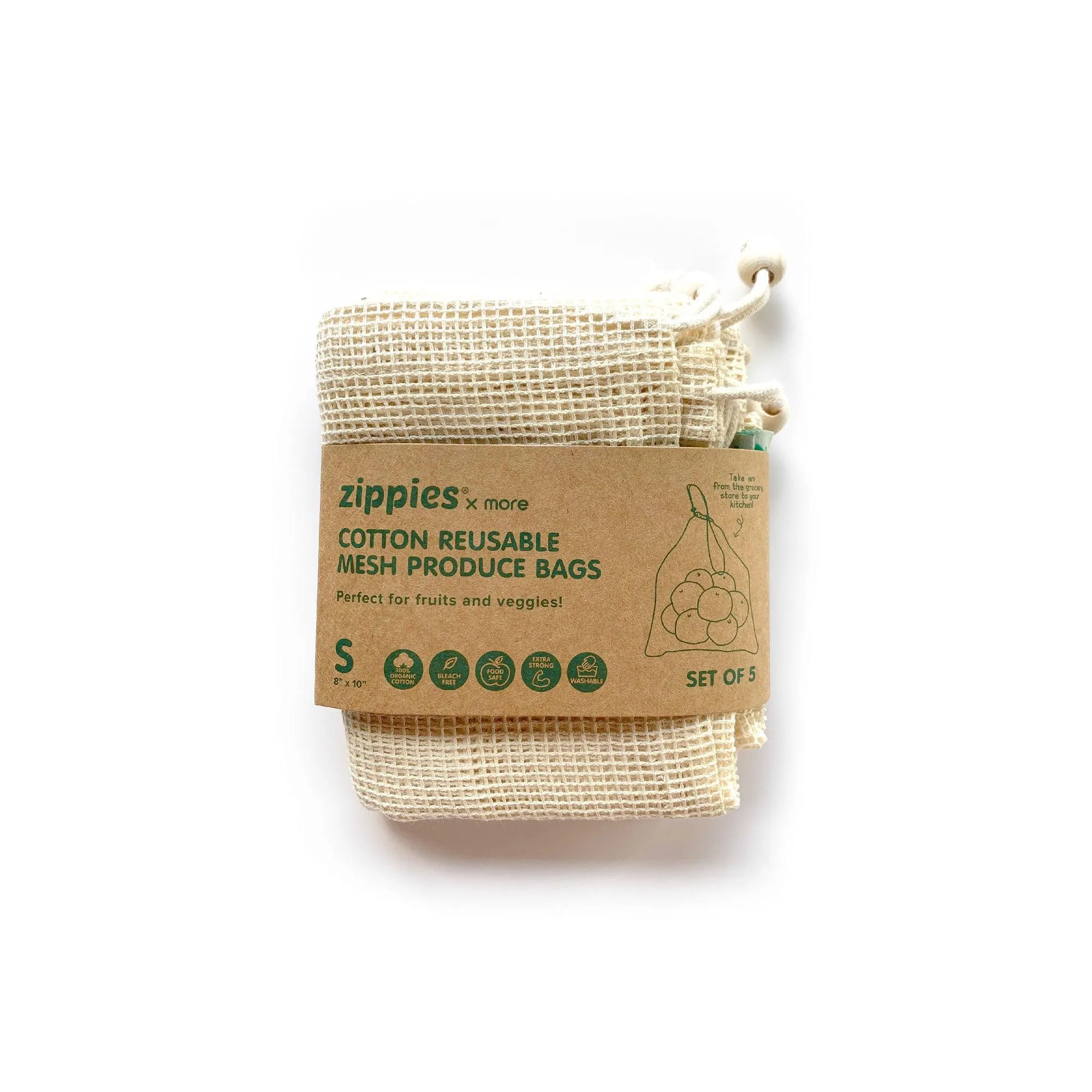 Zippies Cotton Mesh Produce Bags 5's